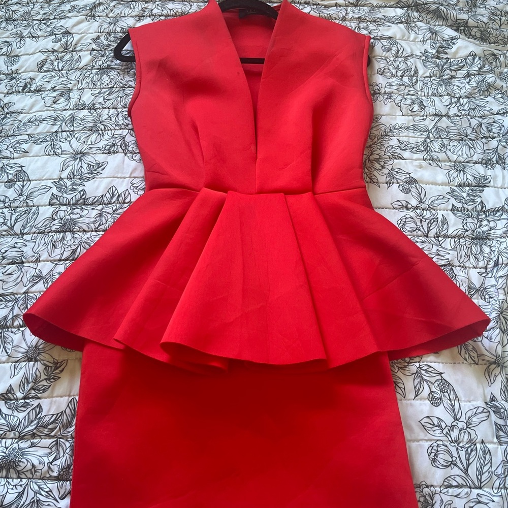 AKIRA Vibrant Red Peplum Mini Dress